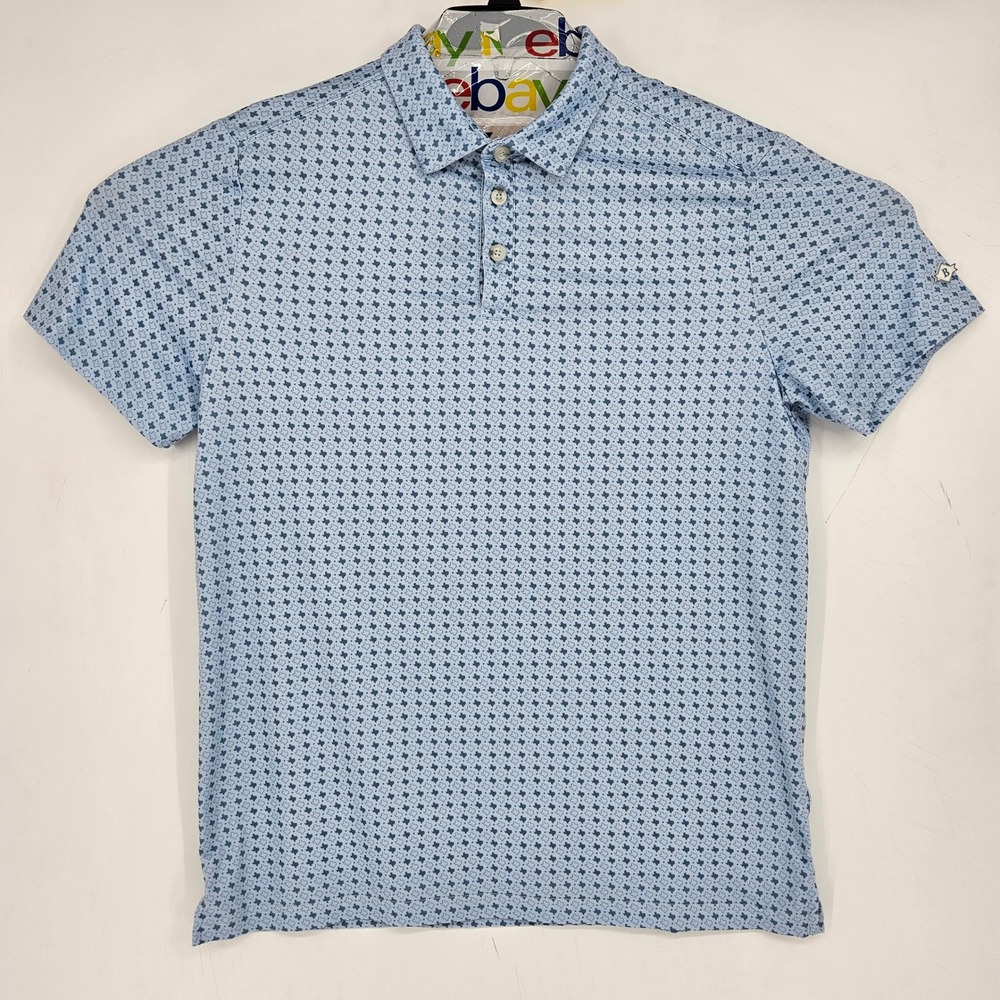Burlebo Polo Shirt Mens Medium Short Sleeve Golf AOP‎ Texas Casual Preppy
